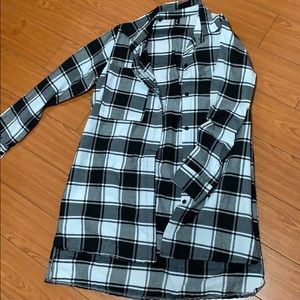 Black and white plaid button up
